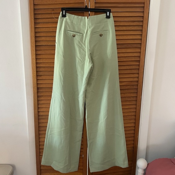 Maeve By Anthropologie Women’s Pleated Front Wide Leg Trousers Green Sz 0 - Picture 7 of 9
